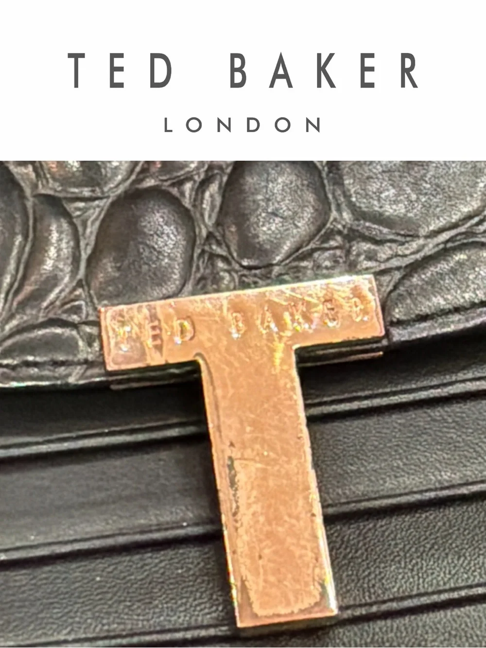 Ted‎ Baker Black Croc-Embossed Leather Wallet